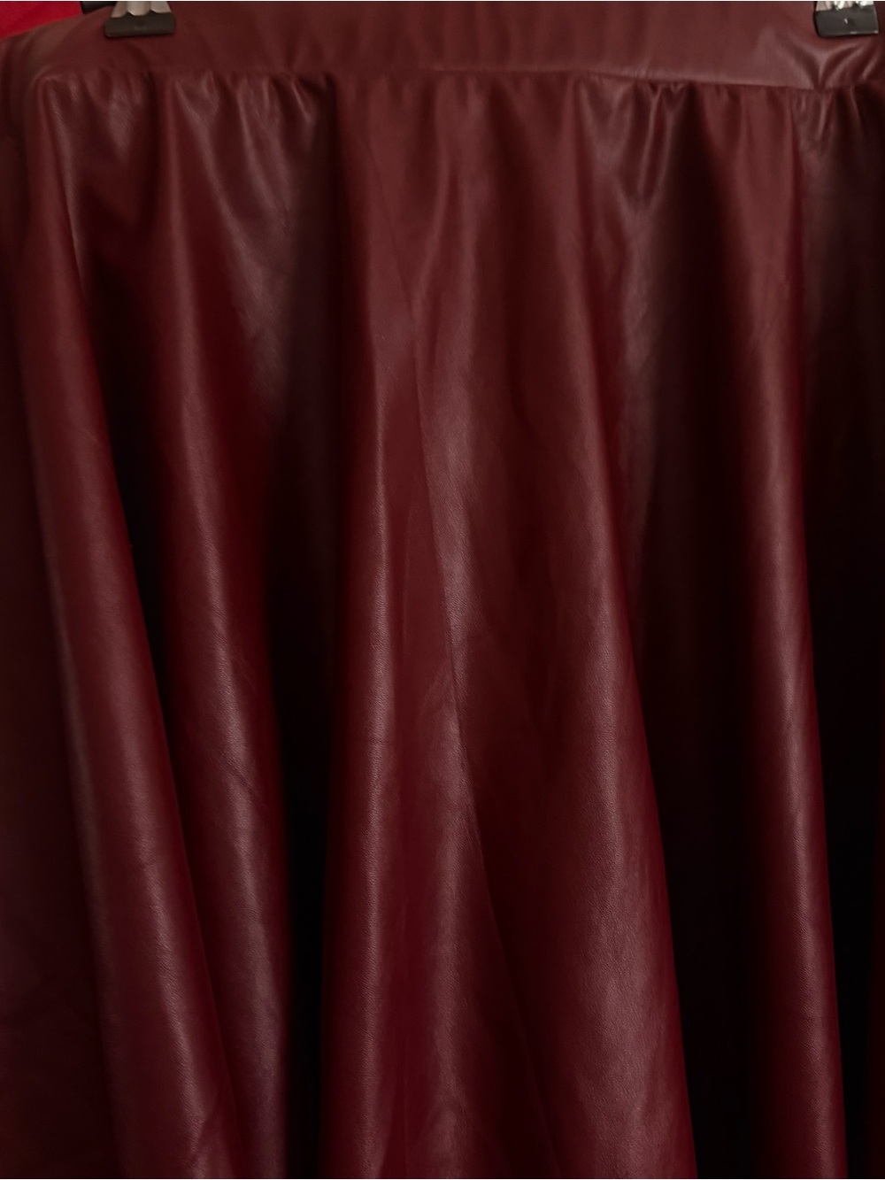 Women's Faux Leather Coat - Burgundy
